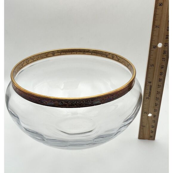 Vintage Lenox Autumn Crystal Bowl 24K Gold Encrusted Rim - Picture 3 of 5